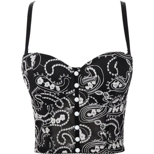 Sexy Corset Top Woman Crop Top Summer Clothes For Women Tank Top Lace Bustier Vintage Mesh Party Club Vest Tanks Camis