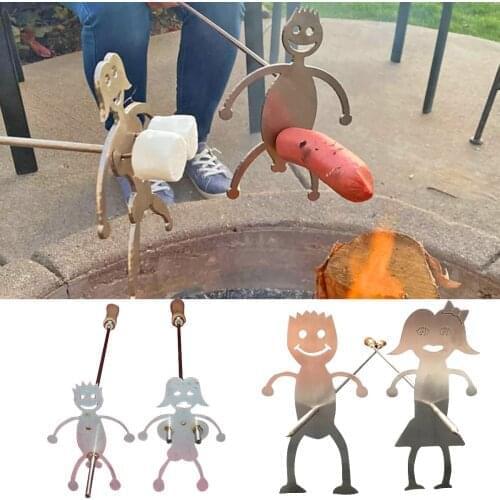 Steel Hot Dog Marshmallow Roasters Campfire Skewer Stick Adult Women Men Shaped Stainless Steel Camp Fire Roasting Stick
