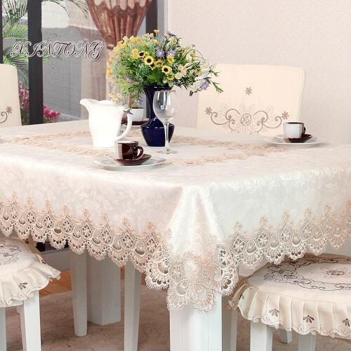 Europe Polyester Tablecloth Embroidered Tablecloth Square Floral Home Hotel Wedding Table Cover Decorative toalha de mesa