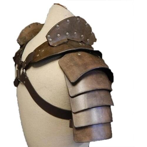Halloween Cosplay Stage Steampunk Pu Leather Vest Medieval Carnival Women Men Knight Soldier Shoulder Pads Chest Armor