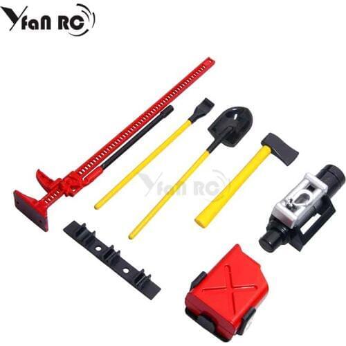 1Set Luggage Rack Winch Shovel Fuel Tank Ax Jack Decoration for RC Model Cars Spare Parts Simulation Climbing Car SCX10 D90 Acc