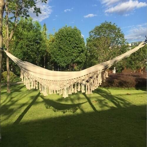 200x150cm 79"x20" Ins Bohemia Hammock With Handmade Tassels For Outdoor Indoor Leisure Holiday Photograph Use
