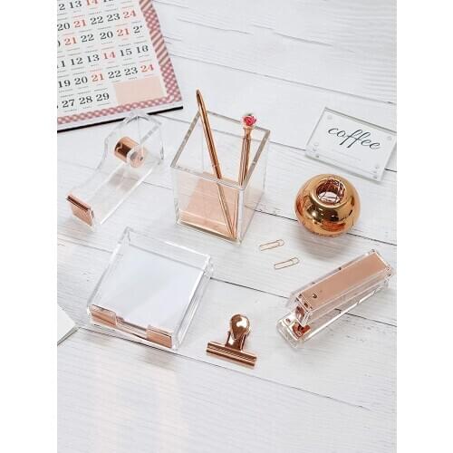 5Pcs Acrylic Desk Organizer Set Office Decor Supplies Accessories Stationery Storage Supplies Adult Gifts For Children