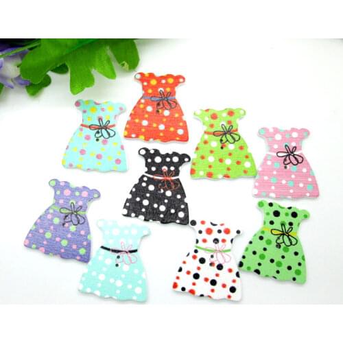 50Pcs Mixed Skirt Wooden Buttons Flatback Cabochon Scrapbooking Crafts Wood Knopf Bouton Kawaii Decor Diy Accessories