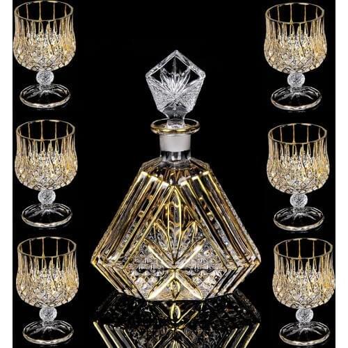 Whiskey bottles wine glass short Wine glass Spirit glass Crystal brandy glass Wine set Creative drawing Golden
