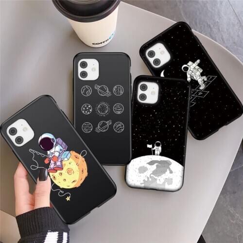 Moskado Space Astronauts Moon Pattern Phone Case For iPhone 12 Pro Max 11 Pro Max X XR XS 7 8 6 6s Plus SE 2020 Soft TPU Cover