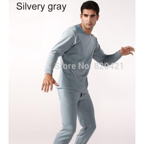 Fcare Men cotton round neck cotton knit collar foundation primer thin section thermal underwear sets XXL