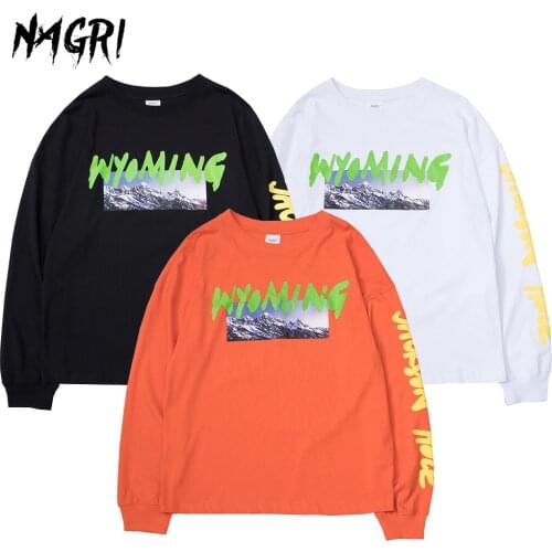 NAGRI Kanye Casual Long Sleeve Harajuku Tshirt Men Streetwear Hip Hop Vintage T Shirt Oversized Autumn Loose Tees