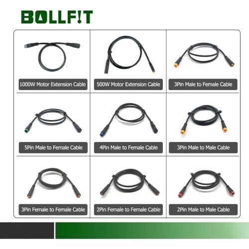 BOLLFIT Julet Conversion Cable Ebike Motor Extension Cable Waterproof 2 3 4 5 6pin For Ebike Throttle Display Ebrake Light