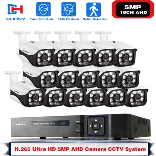 CCTV Camera Security System 16CH DVR NVR Video Surveillance System 5MP AHD Outdoor Weatherproof CCTV Camera System Night Vision