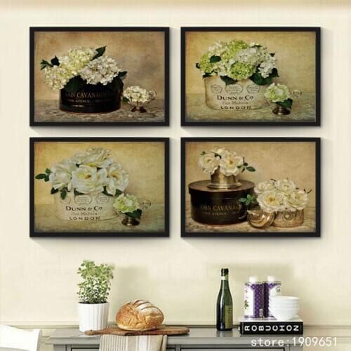 Cotton No frame modern letter white flowers canvas printings oil painting printed on cotton home wall art decoration picture