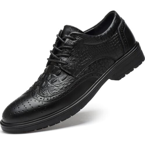 Genuine Leather Hollow Classic Derby Mens Dress Shoes Breathable Casual Business brogues Suit Shoes