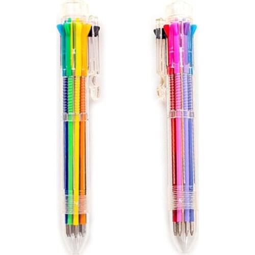 Creative Multicolor Ballpoint Pen Lovely Stationery Press 8 Color Oil Pen For Student Children Office School Supply