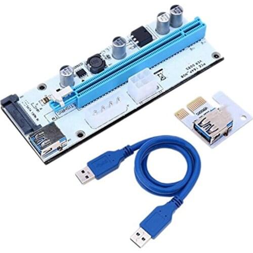 HOT-10 Pack Ver008S Riser Card 1X to 16X Adapter Card PCIE PCI-E PCI Express Riser USB 3.0 Cable Card for Mining BTC Miner