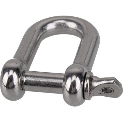 M6x38mm Straight D-Shackle, Short, Stainless Steel AISI 316