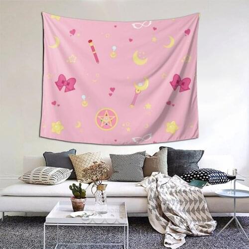 Sailor Girl Tapestry Anime Harajuku Kawaii Tapestry Wall Bedspread Bohemian Hanging Blankets For Bedroom Dorm