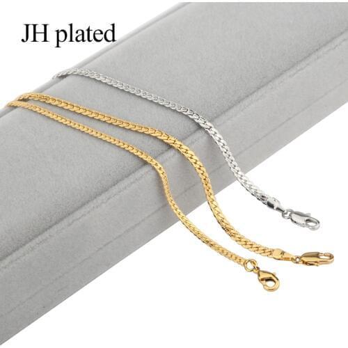 JHplated Trendy Gold Silver Necklaces width 3mm length 45cm fashion Women Men give friends and good sisters Jewelry Gift