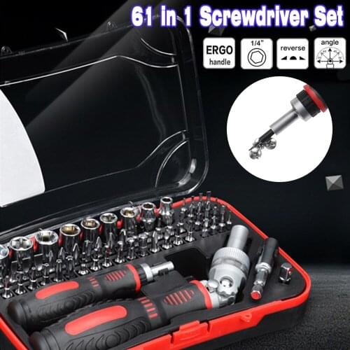 Phone Repair Hand Tools Kit Multitools Screwdriver Set Precision 61 In 1 Magnetic Ratchet Wrench Screw Driver Bits Insulated