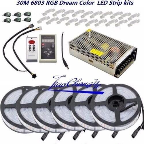 2021New 5050 RGB Dream Color 6803 LED Strip +IC 6803 RF Remote Controll +Power adapter