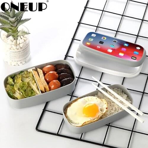 ONEUP Microwavable 2Layer Lunch Box With Compartments Leakproof Bento Box Insulated Food Container With Chopsticks