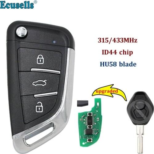 Flip Modified Remote Key for BMW 1/3/5/7 Series X3 X5 Z3 Z4 for EWS System 315MHz / 433MHz HU58 with ID44 or no chip