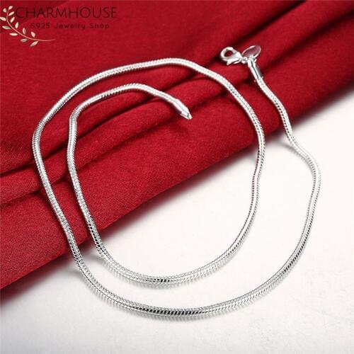 925 Sterling Silver Necklaces For Men Women 16/18/20/22/24 inch 3mm Snake Chain Necklace Collier Choker Fashion Jewelry Bijoux