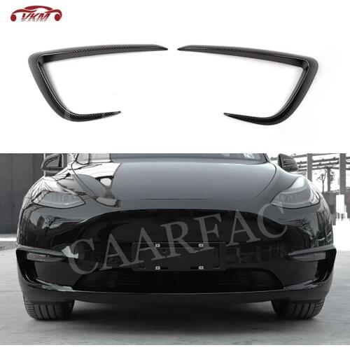 Carbon Fiber Material Front Fog Lamp Splitters Flaps Apron Car Accessorise For Tesla Model 3 For Tesla Model Y