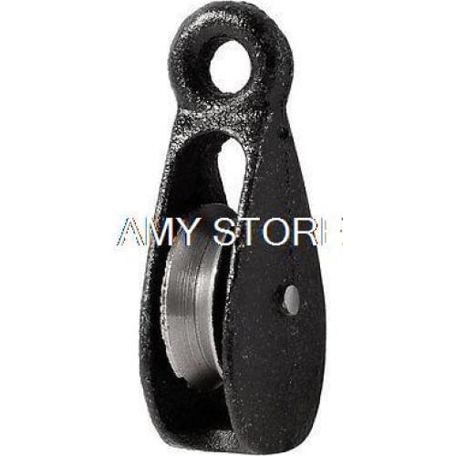 Black Metal Swivel Hook Single Rope Wheel 32Kg Load Pulley