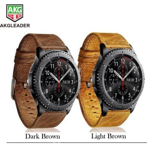 AKGLEADER Genuine Leather Watchbands For Samsung Galaxy Watch 46MM Gear S3 Writs Strap Bracelet For Huawei GT Watch 22mm Bands