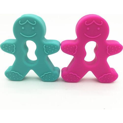 5pcs/lot Silicone Pendant Gingerbread Man DIY Crafts Baby Shower Gift Organic Silicone Food Grade Safe Baby Teething pendant