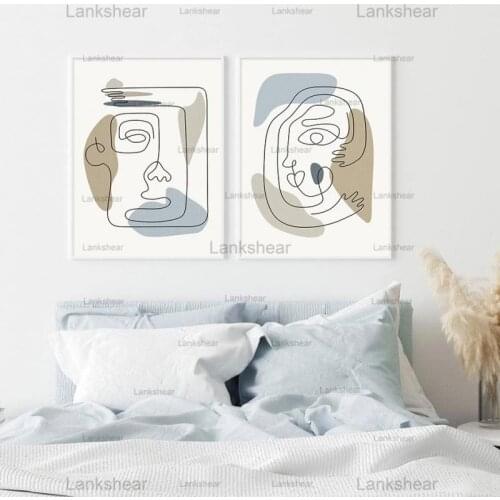 Modern Abstract Poster Boho Style Face and Line Gallery Canvas Paintings Wall Art Modular Prints Picture Living Room Home Decor