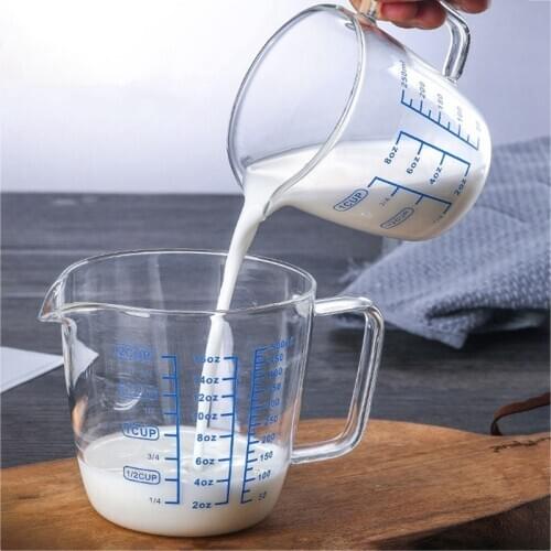 250/500ml Glass Measuring Cup Milk Jug Heat Resistant Glass Cup Measure Jug Creamer Scale Cup Tea Coffee Pitcher Microwave Safe