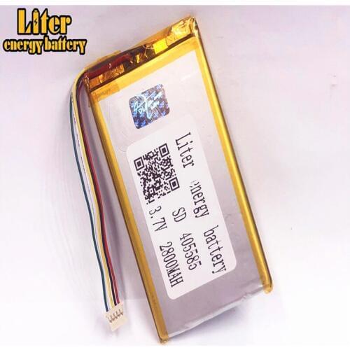 1.0MM 5pin connector 3.7V 405585 2800mAh tablet pc 7 inch MP4 MP5 Cells Rechargeable Li-polymer Battery