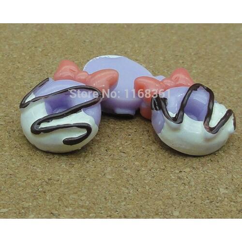 1pcs/lot resin flat back purple chocolate cake 19mm Cabochons Hair Bow Center Card Frame Making Craft DIY B013-5