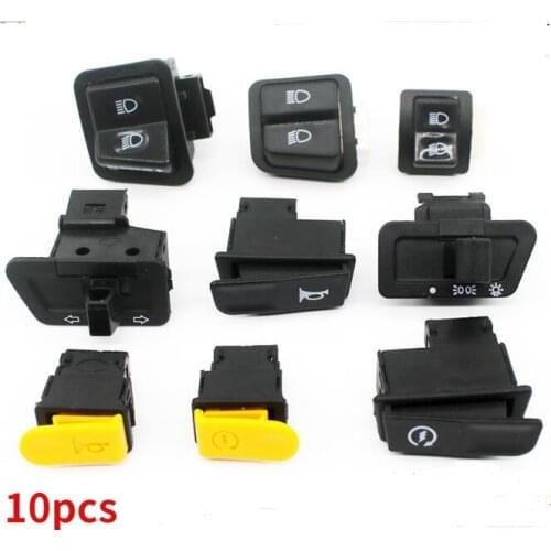 10pcs Motorcycle Accessories Headlights Speaker Distance Light Dimmer Turn Signal Switch Button Electric for GY6 Tricycle ATV