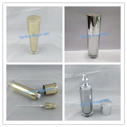 120ml Acrylic Shiny Silver/Gold Lotion bottlle mist sprayer Bottles Empty cosmetic container Foundation press pump Bottle