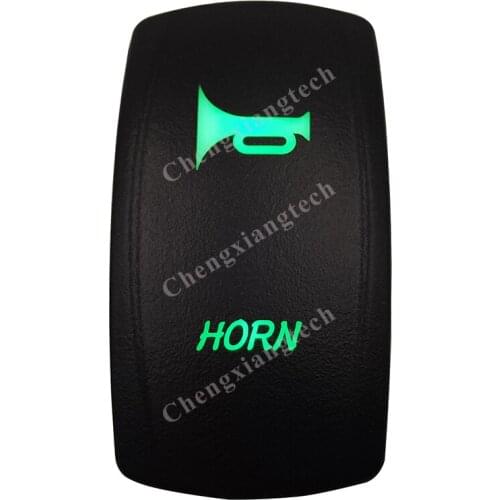 Marine Boat Car Horn 5Pin Momentary Rocker Switch (On)-off Green Led SPST 12v/24v Backlit Rocker Push Switch