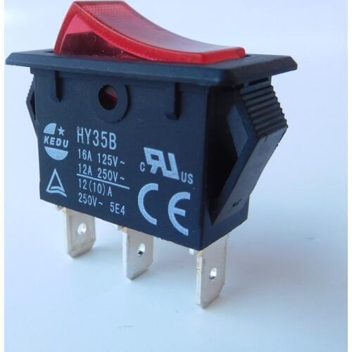 2Pcs KEDU HY35B 125V/16A 250V/12A 3 Pins Power On Off Electric Pushbutton Push Button Rocker Switches