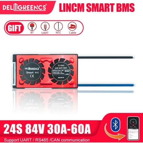 24S Li-ion Smart BMS 84V 40A 60A 485 UART to USB for Lithium Batteries 3.7V with LCD Power displayBluetooth