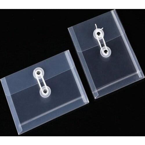300pcs File Folder A6 Plastic Transparent Document Bag Rope Buckle Classified Paper Home Office Storage Bag