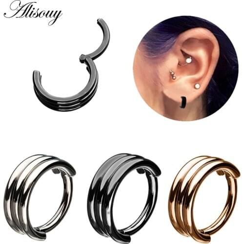 Alisouy 1 pc 16G 8mm Trendy Nostril Stainless Nose Hoop Nose Studs earrings Piercing Body Jewelry For Women