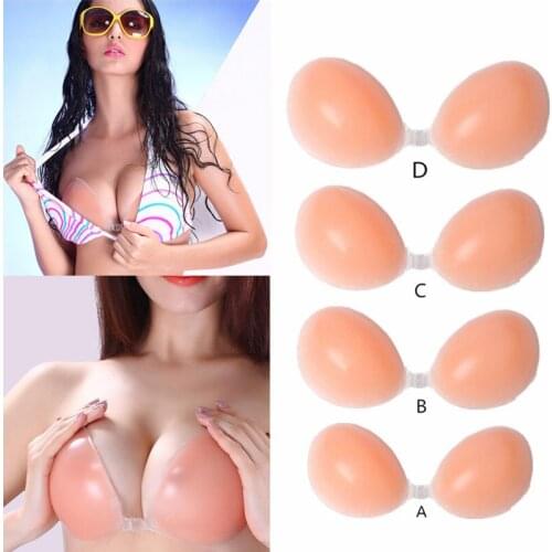 Sexy Summer 4 Sizes Women Lady Beach Wedding Underwear Silicone Bra Self-Adhesive Gel Deep-V Bra Pads Push Up Breast Enhancer