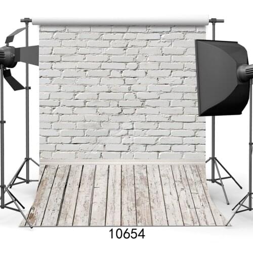 White Brick Wall Wooden Floor Vinyl Photography Background For Baby Shower New Born Backdrops Adult Photo Shoot Booth Studio