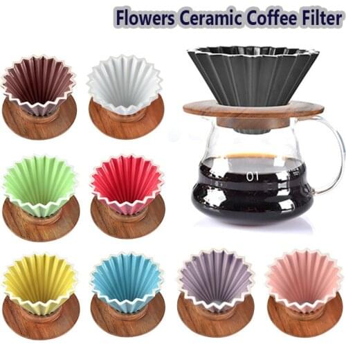 Flowers Ceramic Coffee Cup Espresso Coffee Filter Cup Origami Filter Cups V60 Funnel Drip Hand Cup Filters Coffee Accessories