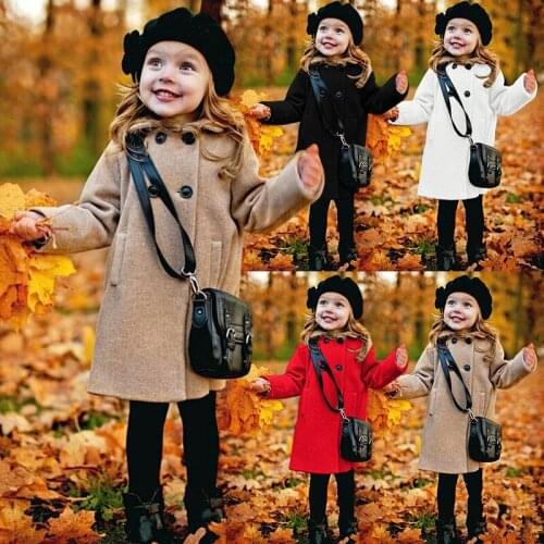 Baby Woolen Coats for Girls Fashion Single Breasted Diagonal Pockets Kids Warm Outerwear Coat For Kids Jacket Children Outerwear