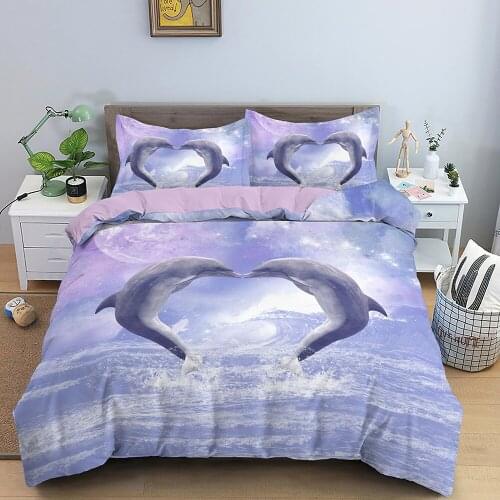 Kids Duvet Cover Dolphin Bedding Set Ocean Animal Comforter Cover Soft Luxury Microfiber Quilt Cover Dolphin Theme Bedding Decor