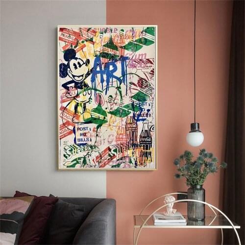 Graffiti Pop Art Disney Mickey Mouse Poster And Painting Canvas Print On Wall Art Picture For Living Room Home Decor Frameless