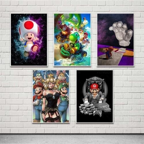 Canvas Painting Cartoon Mario Beard Red Hat Wall Art HD Printing Poster Home Decorative Modern Gift Living Room Modular Pictures