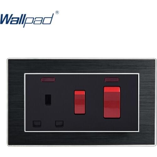 13A BS UK Standard Switched Socket and 45A DP Wall Cooker Switch With Neon 3x6 Size Wallpad Metal Kitchen Switch and Socket