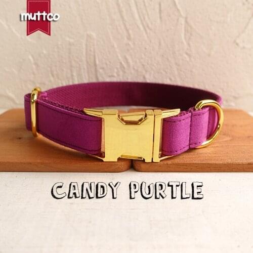 MUTTCO retailing self-design new style THE CANDY PURPLE handmade poly satin and nylon purple 5sizes dog collar UDC029B